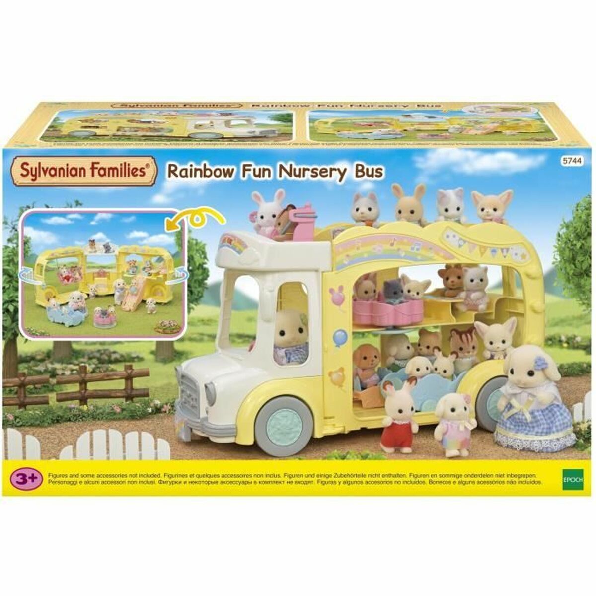 Dolls House Accessories Sylvanian Families 5744 Rainbow Fun Nursery Bus