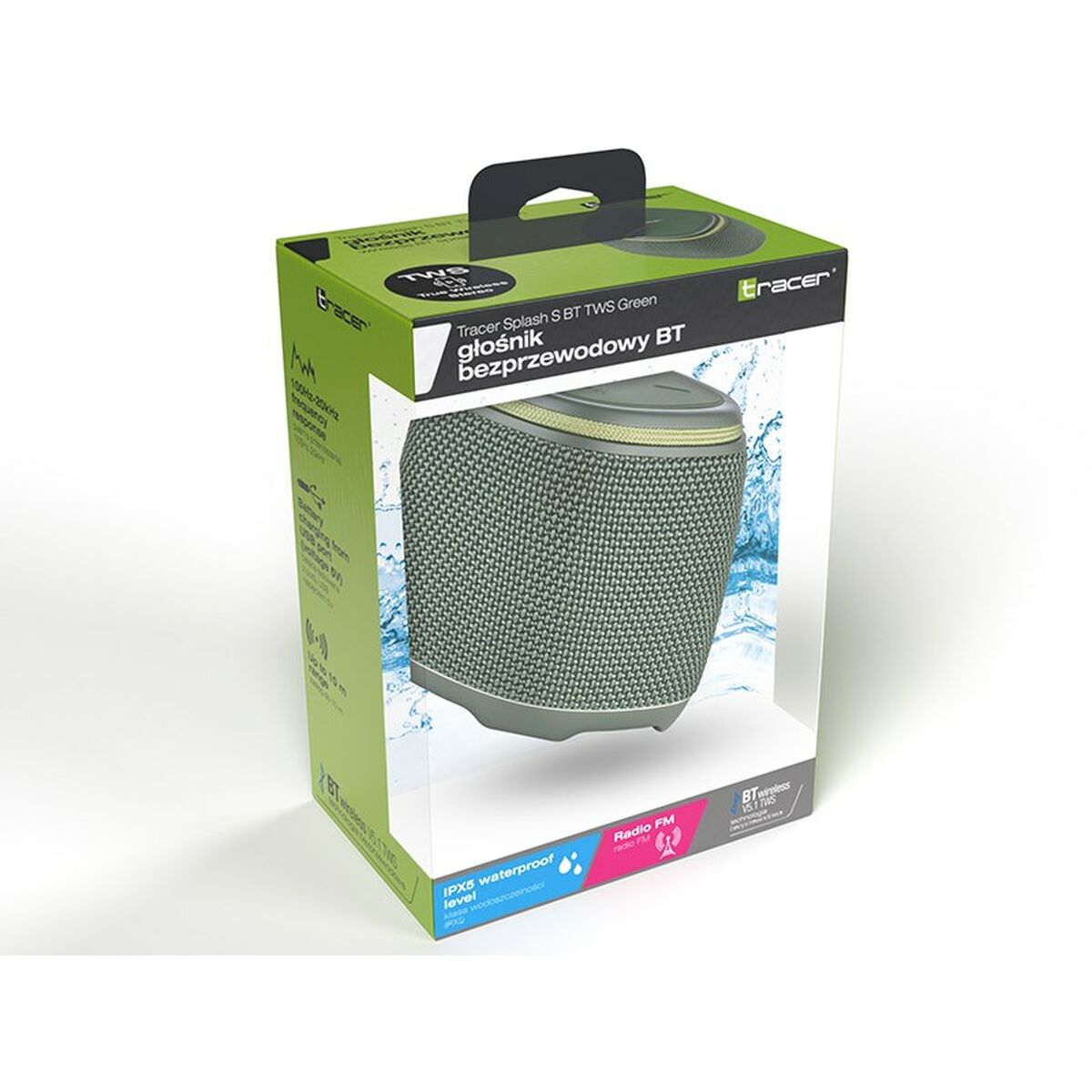 Dankzij de draagbare Bluetooth®-luidsprekers Tracer Splash S Groen 5 W