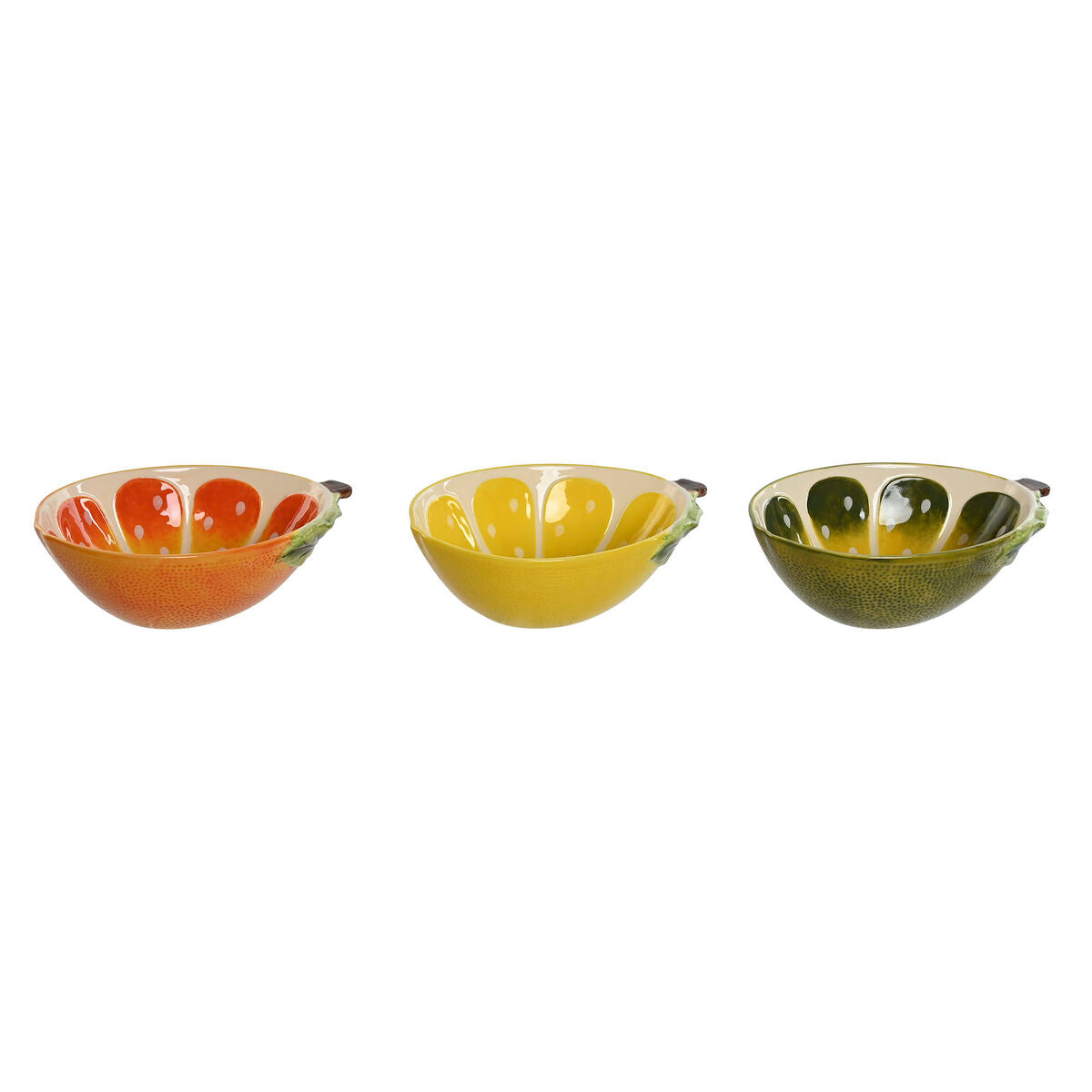 Snack Bowl Home ESPRIT Yellow Green Stoneware Lemon 23,5 x 17 x 7,5 cm (3 Units)