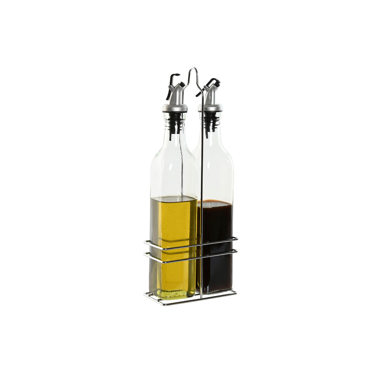 Oil and Vinegar Set Home ESPRIT Transparent Metal Crystal 500 ml 13 x 6,8 x 32 cm