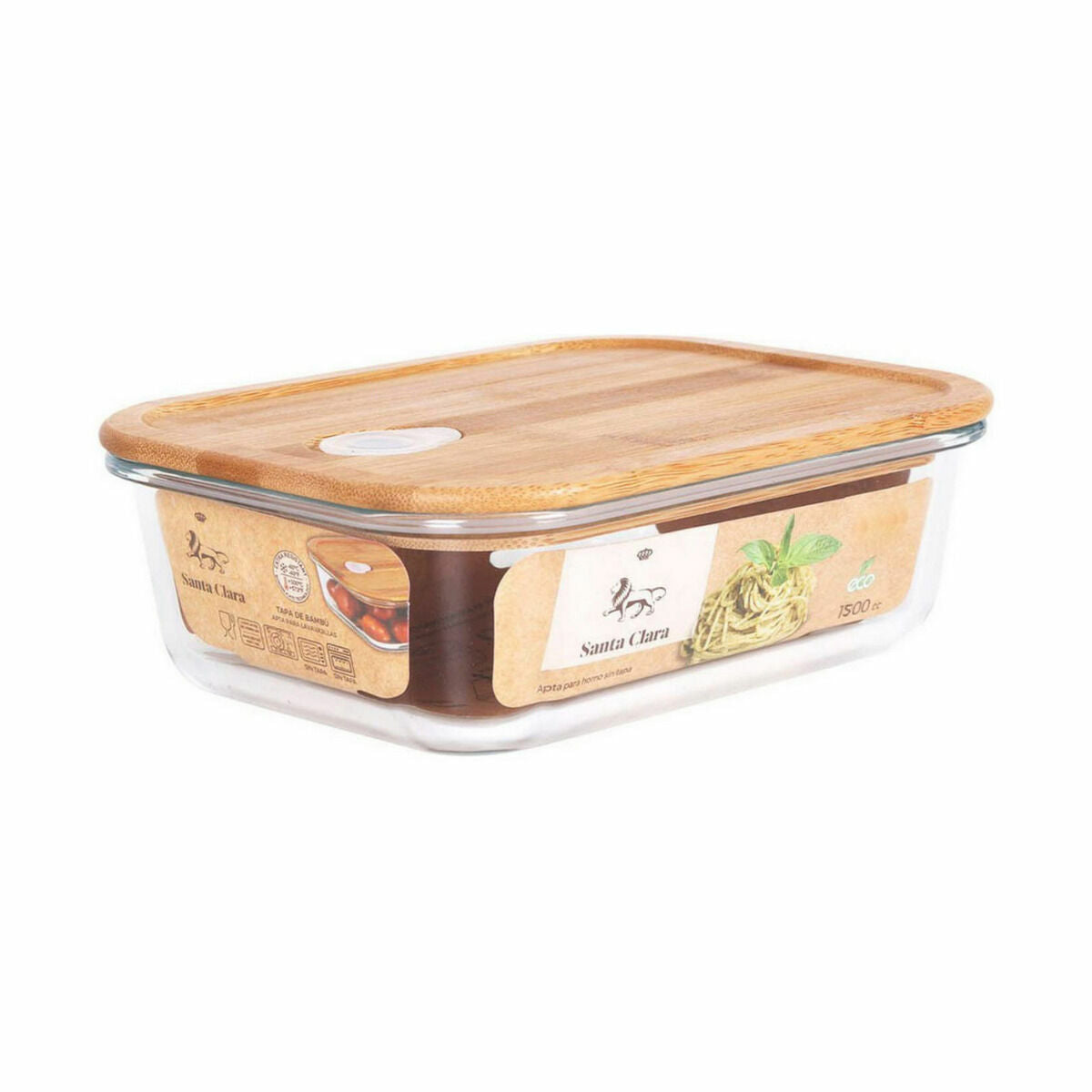 Hermetic Lunch Box Santa Clara Bamboo Rectangular 1,5 L (6 Units)
