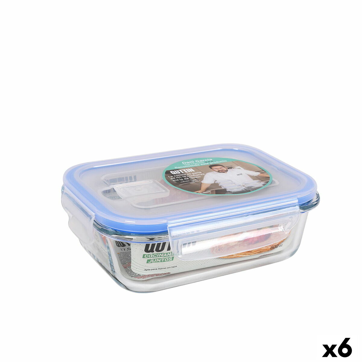 Hermetic Lunch Box Quttin Rectangular 600 ml 17,5 x 13 x 6 cm (6 Units)