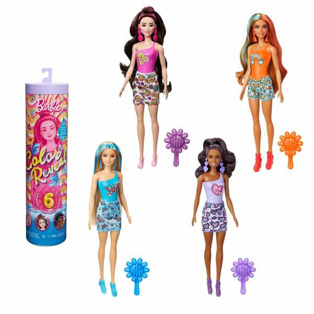 Doll Barbie Color Reveal Serie Ritmo Rainbow