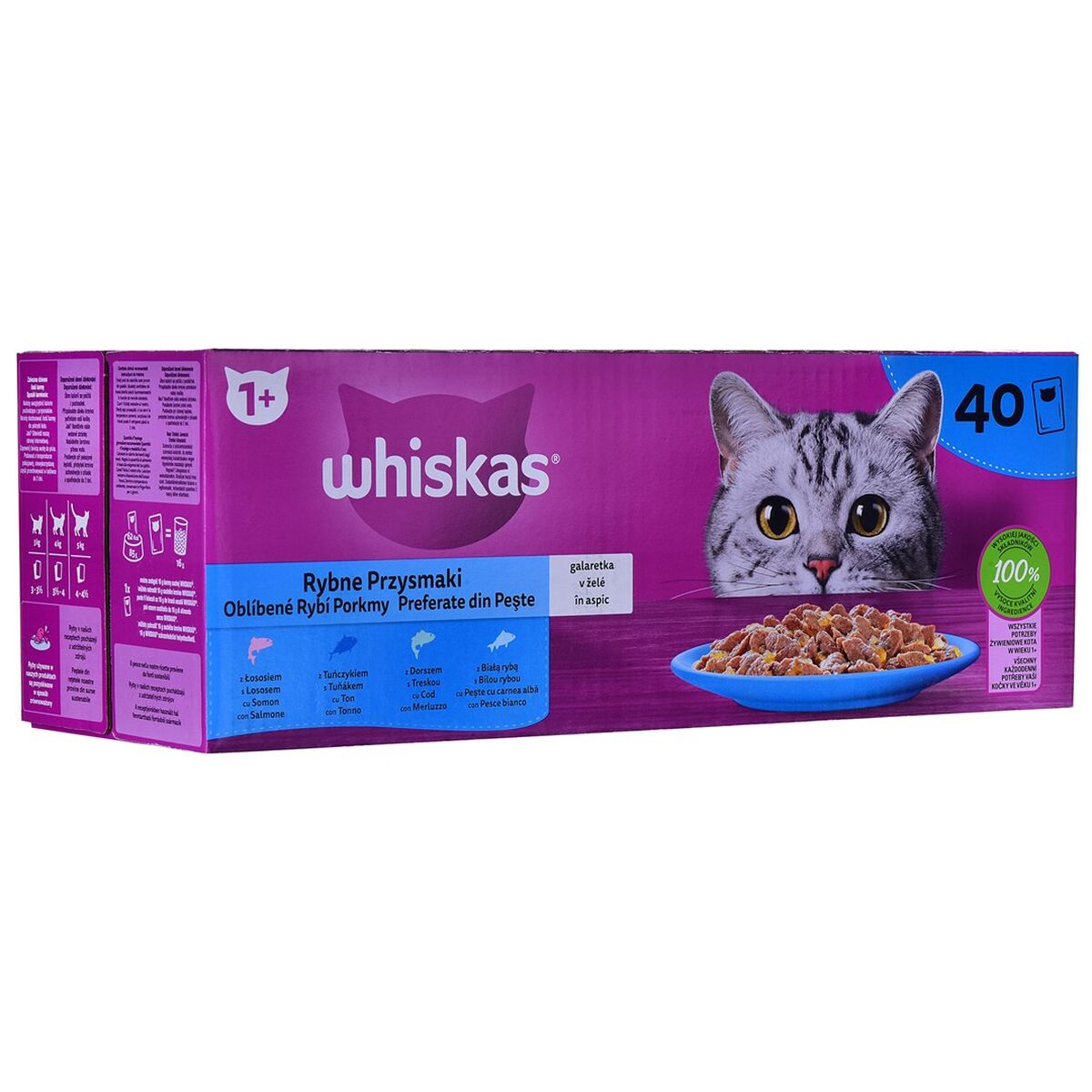 Snack for Cats Whiskas 40 x 85 g Salmon Tuna Fish Cod