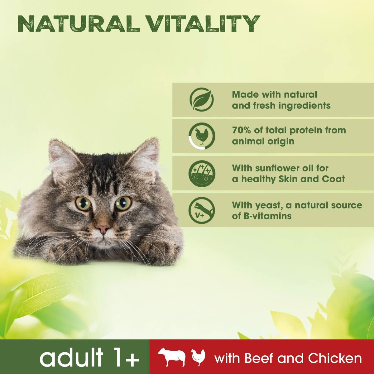 Cat food Perfect Fit Natural Vitality Beef 2,4 kg Adults Chicken
