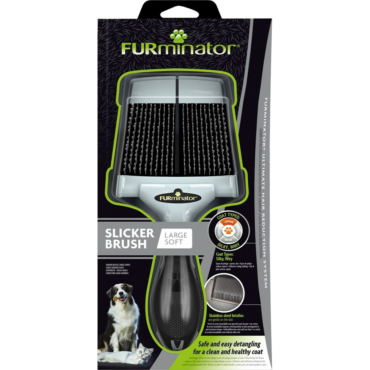 Dog Brush Furminator Soft Large Black Multicolour