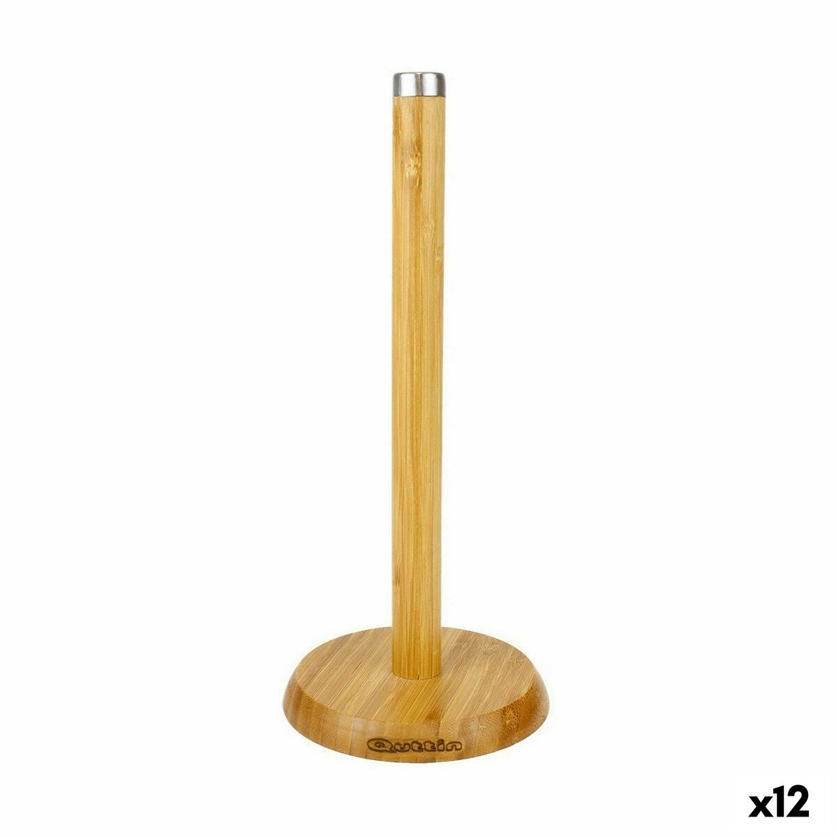 Houder voor keukenpapier Quttin Bruin Bamboe Zilverkleurig 16 x 16 x 33,5 cm (12 Stuks)