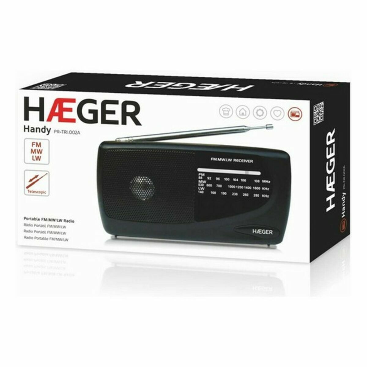 AM-/FM-radio Haeger PR-TRI.002A Zwart