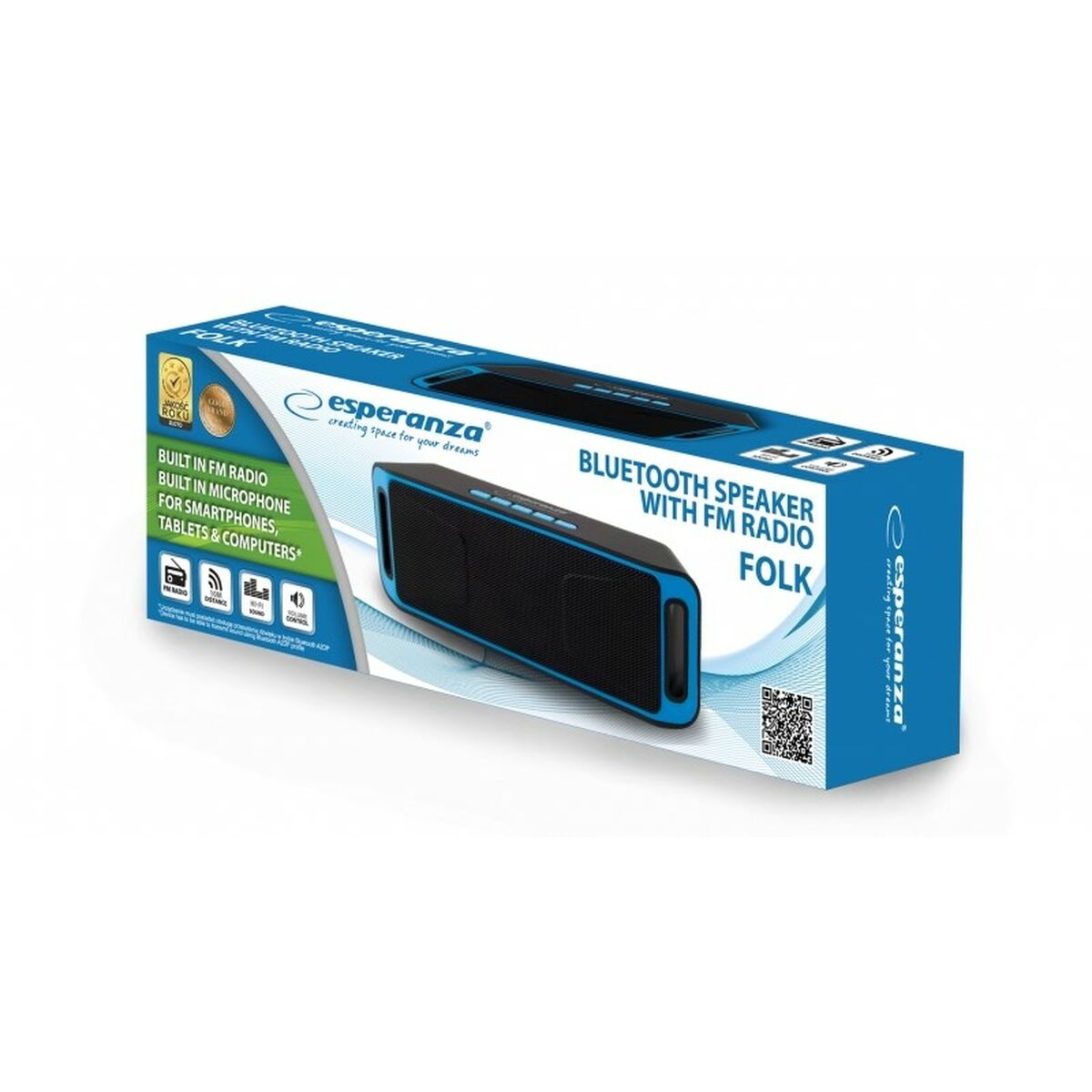 Dankzij de draagbare Bluetooth®-luidsprekers Esperanza EP126KB Zwart Zwart/Blauw