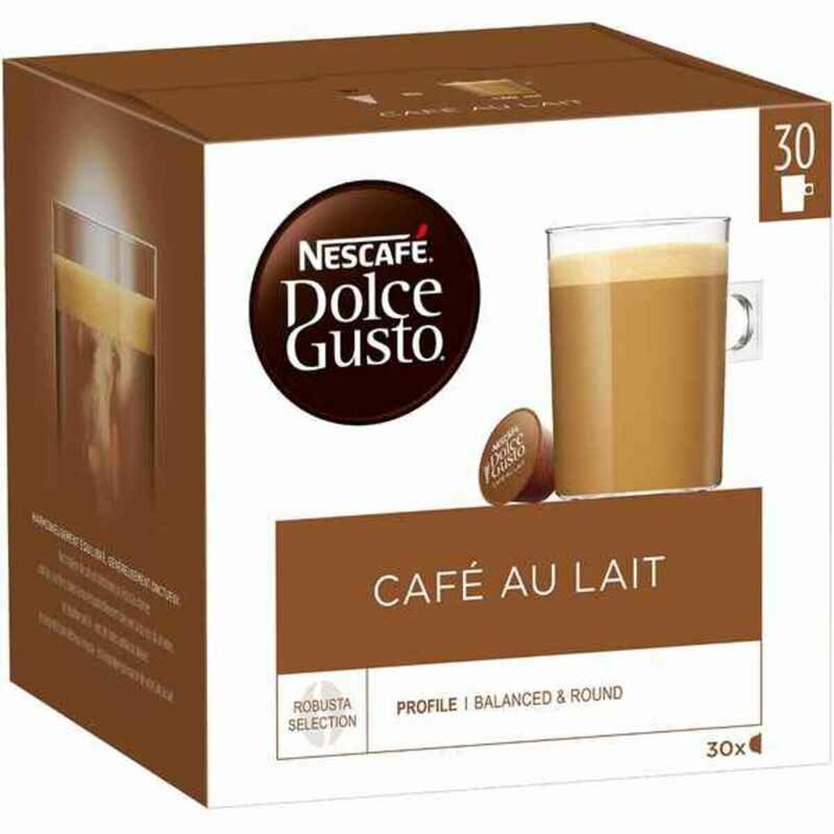 Koffiecapsules Dolce Gusto Cafe Au Lait (3 Stuks) (1 Stuks) (30 Stuks)