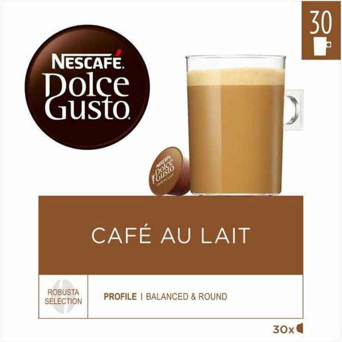 Koffiecapsules Dolce Gusto Cafe Au Lait (3 Stuks) (1 Stuks) (30 Stuks)