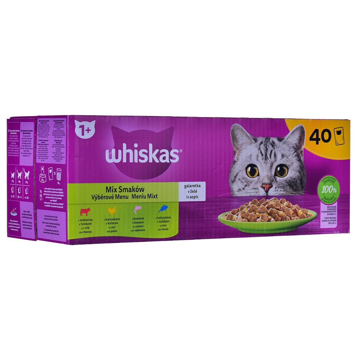 Kattenvoer Whiskas Mix Favourites in jelly Kip Zalm Tonijn Kalfsvlees 40 x 85 g