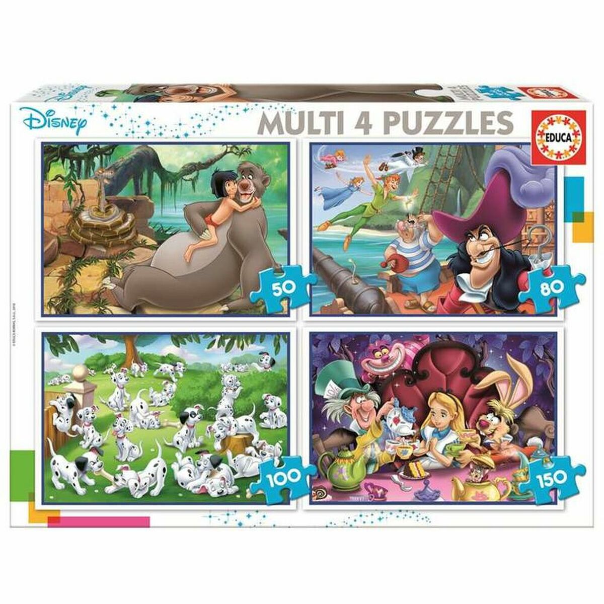 Puzzel Educa Disney Aladdin, Jungle Book, Alicia, Peter Pan (380 pcs)