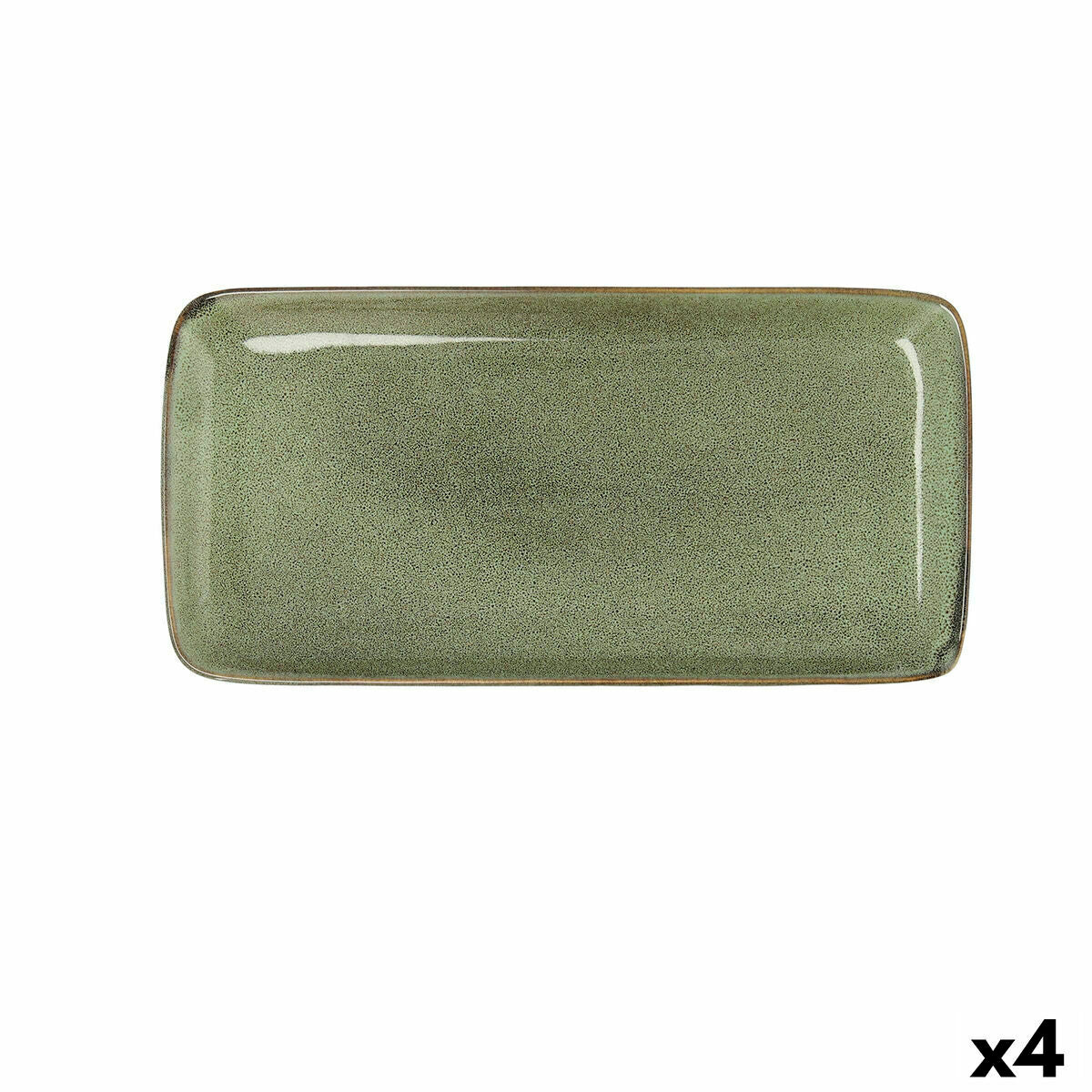 Serving Platter Bidasoa Ikonic Green Ceramic 28 x 14 cm (Pack 4x)