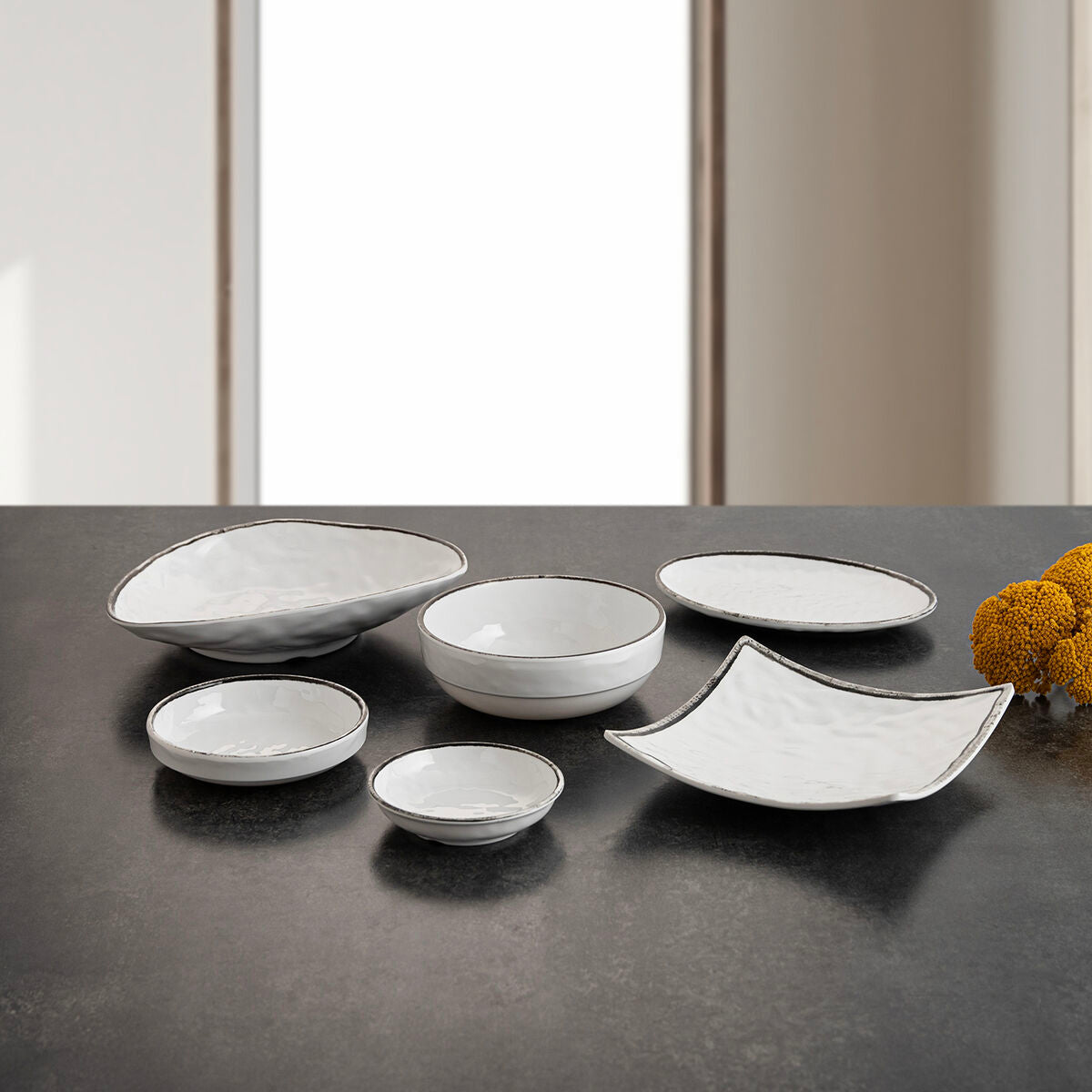 Flat Plate Quid Select Filo White Black Plastic Squared 19 x 19 x 4,5 cm (12 Units)