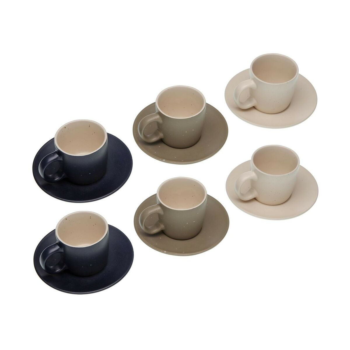 Set of 6 teacups with plates Versa Tashi Stoneware 8,3 x 7,8 x 8,3 cm