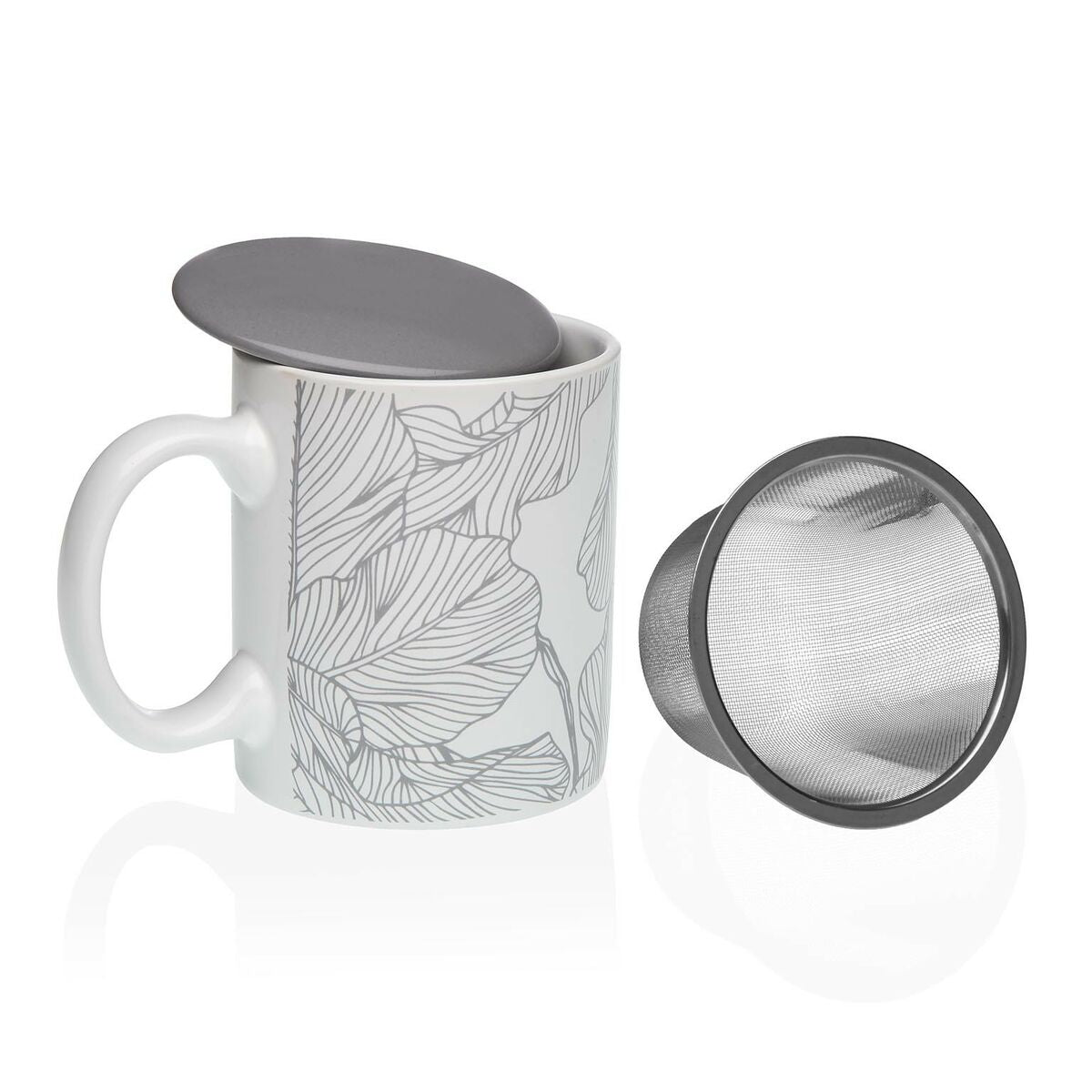 Cup with Tea Filter Versa Grey Stoneware
