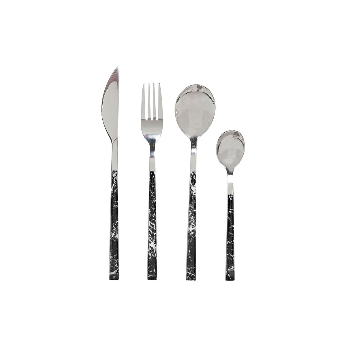 Cutlery DKD Home Decor Silver Black Stainless steel 16 Pieces (16 pcs)