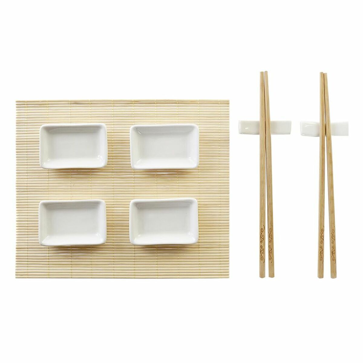 Sushi-set DKD Home Decor Natuurlijk Wit Bamboe (28 x 22 x 2,5 cm)
