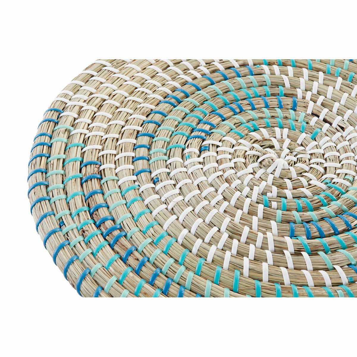 Table Mat DKD Home Decor White Turquoise Natural 33 x 1 x 33 cm
