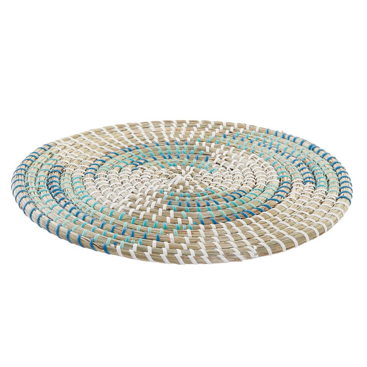 Table Mat DKD Home Decor White Turquoise Natural 33 x 1 x 33 cm