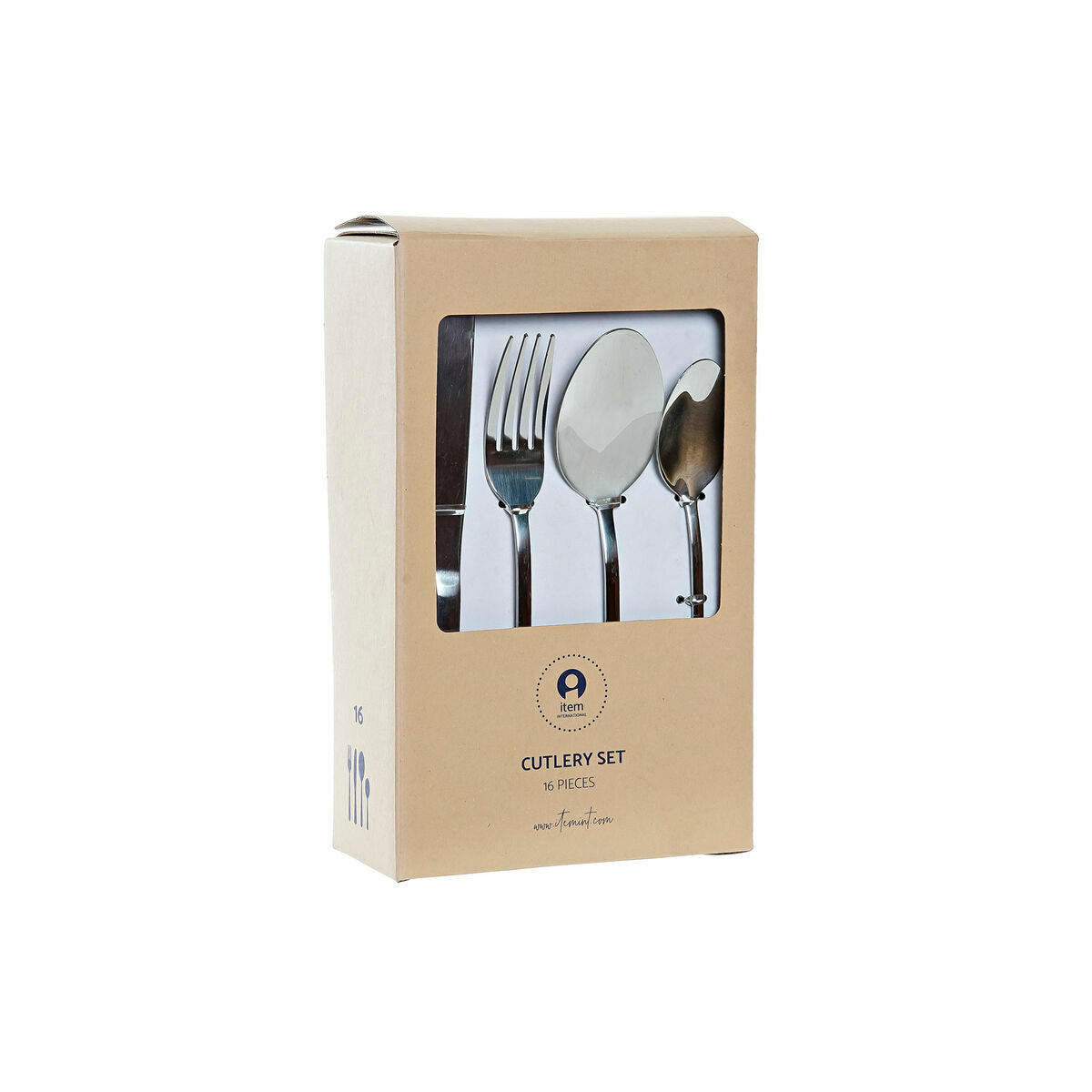 Cutlery DKD Home Decor Blue Silver Black Stainless steel 16 Pieces