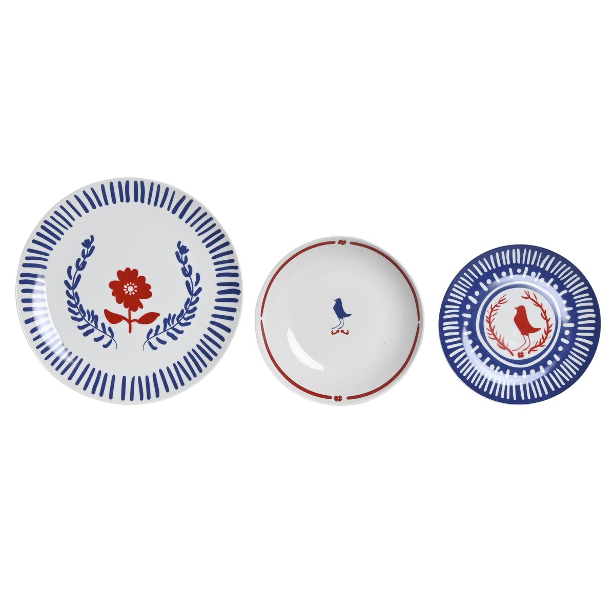 Dinnerware Set DKD Home Decor Porcelain Red Blue White 27 x 27 x 3 cm 18 Pieces