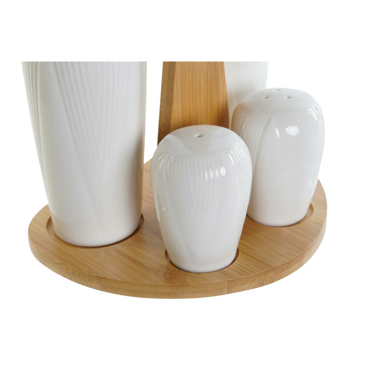 Condiment Set DKD Home Decor White Natural Bamboo Porcelain 18 x 15 x 20 cm 5 Pieces