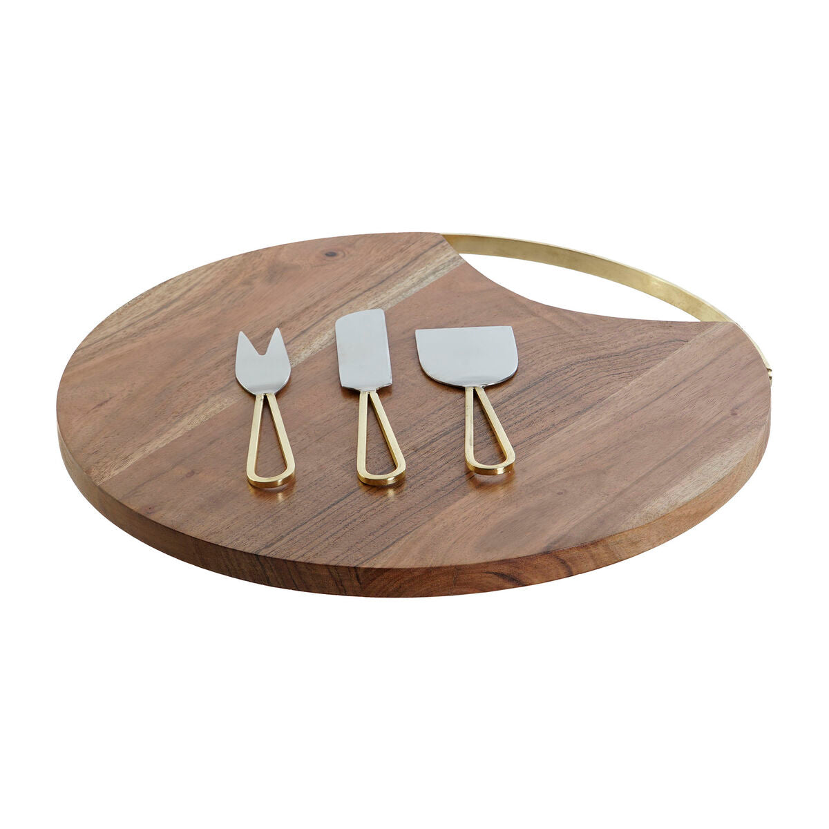 Cutting board DKD Home Decor Golden Natural Stainless steel Acacia 35,5 x 35,5 x 1,5 cm (4 Pieces)