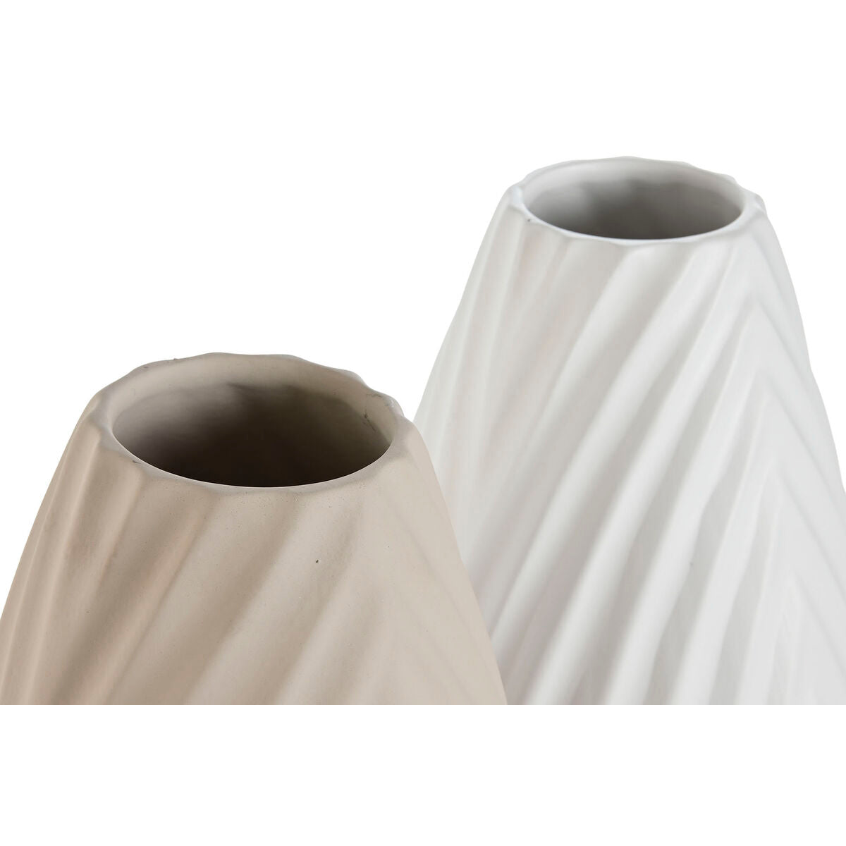 Vase Home ESPRIT White Beige Stoneware Traditional style 24 x 24 x 41 cm (2 Units)