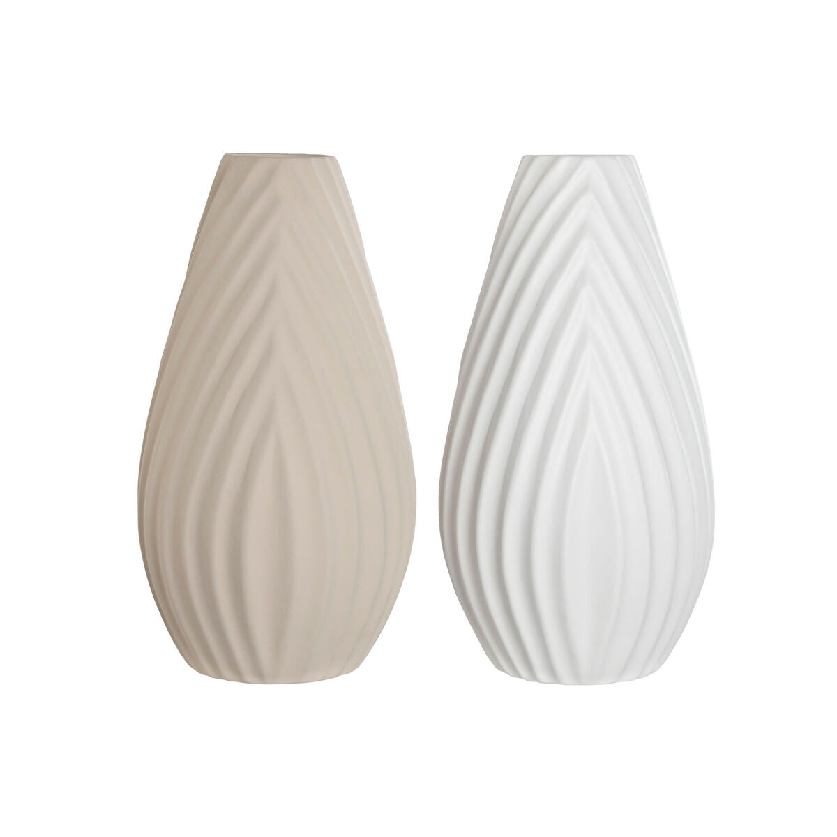 Vase Home ESPRIT White Beige Stoneware Traditional style 24 x 24 x 41 cm (2 Units)