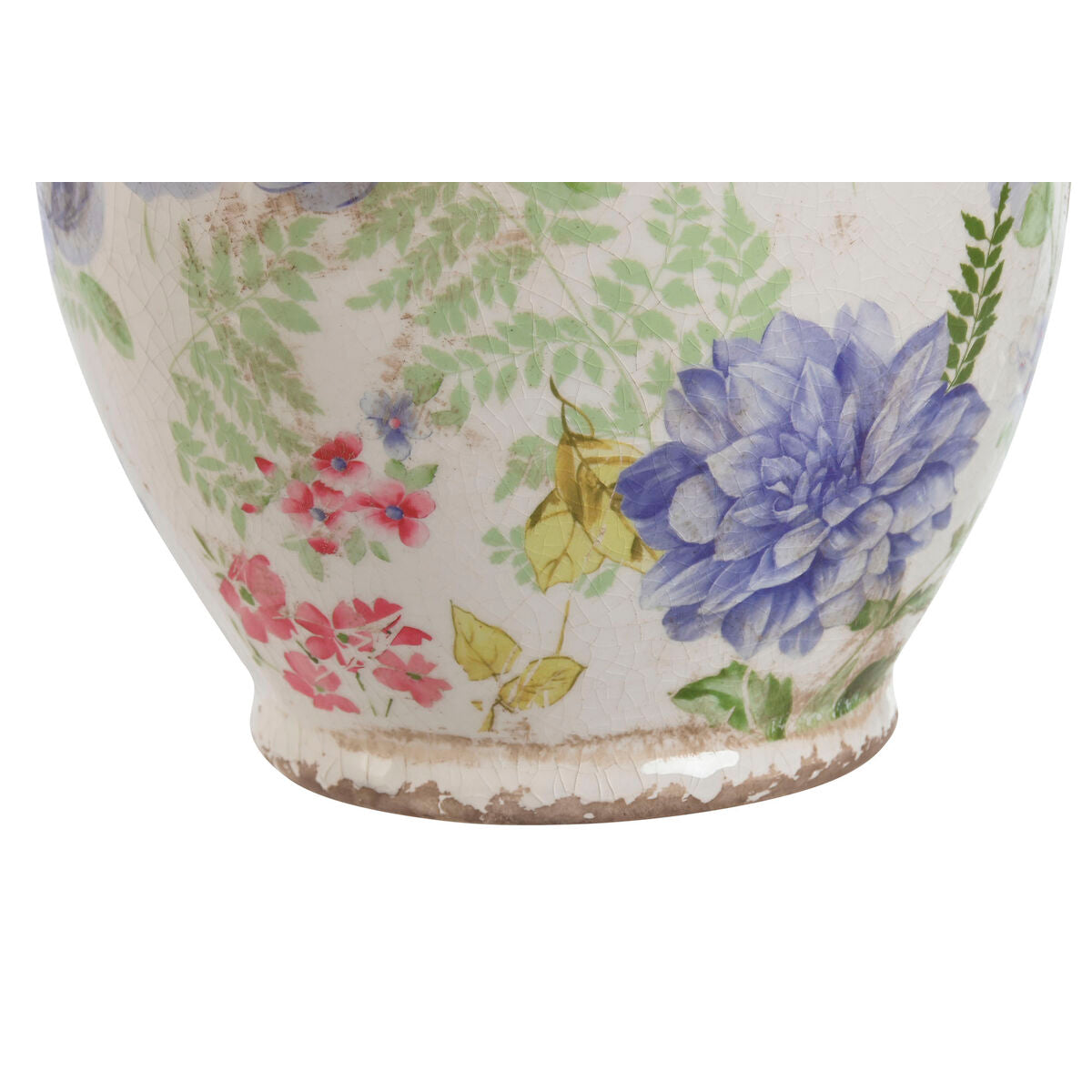 Vase Home ESPRIT White Multicolour Lilac Stoneware 17 x 17 x 22 cm