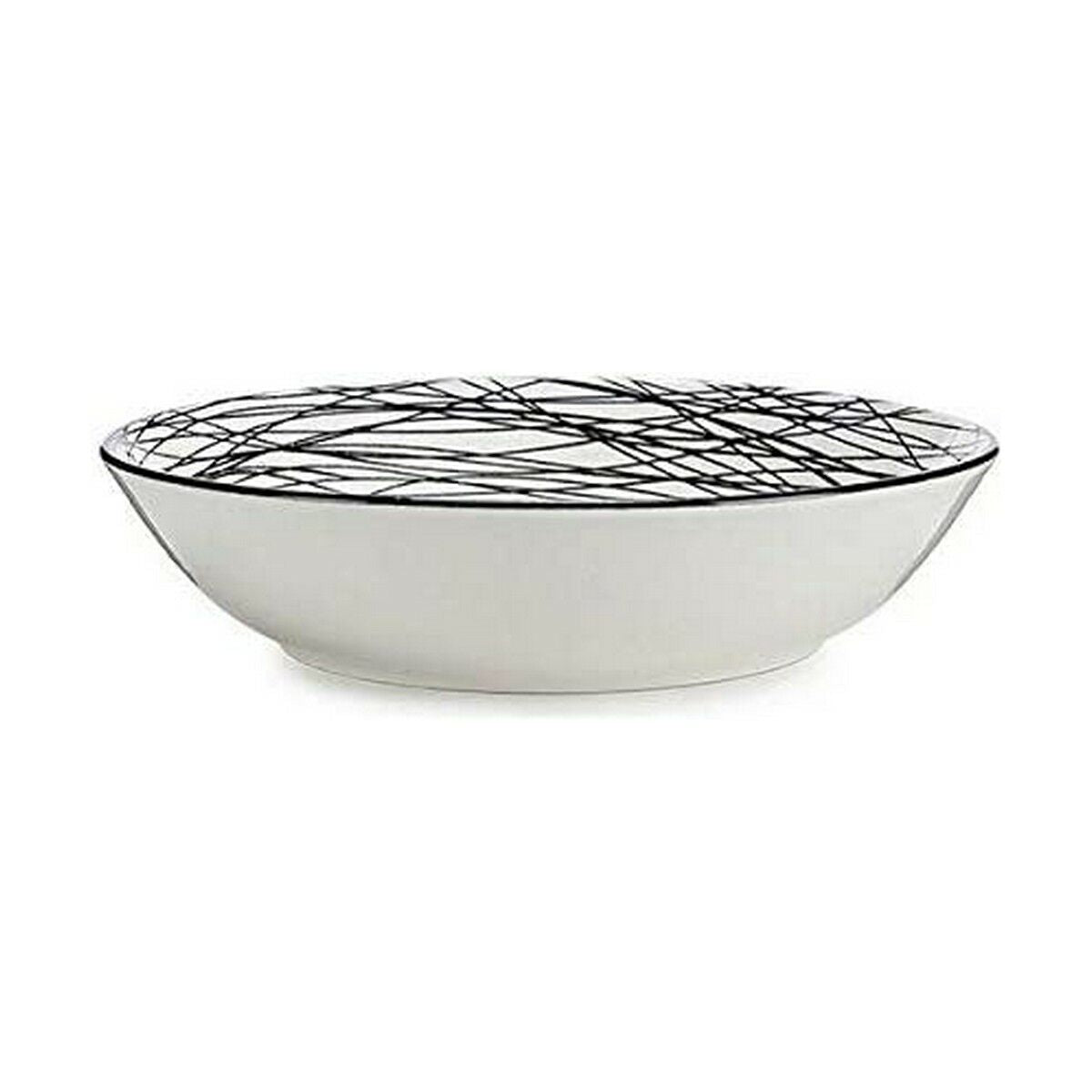 Deep Plate Stripes Porcelain Black White 20 x 4,7 x 20 cm