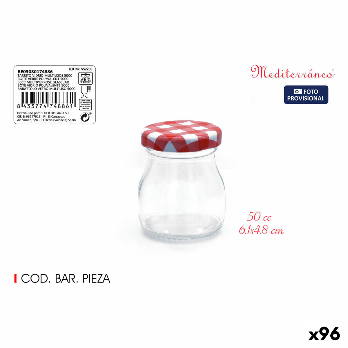 Tin Mediterraneo Glas 50 ml (96 Stuks)