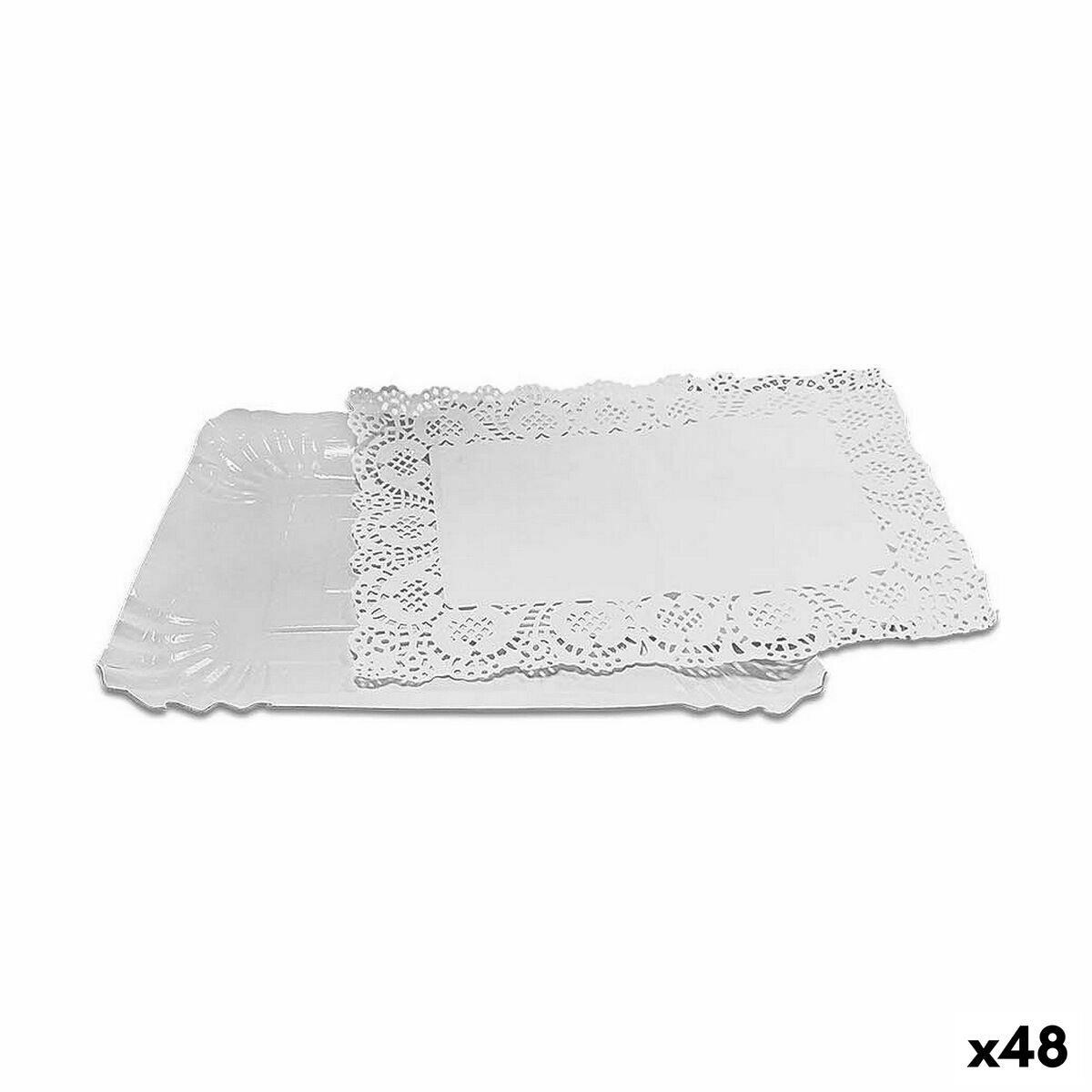 Cake stand Algon White 15 x 22 x 1 cm (4 Pieces) (48 Units)