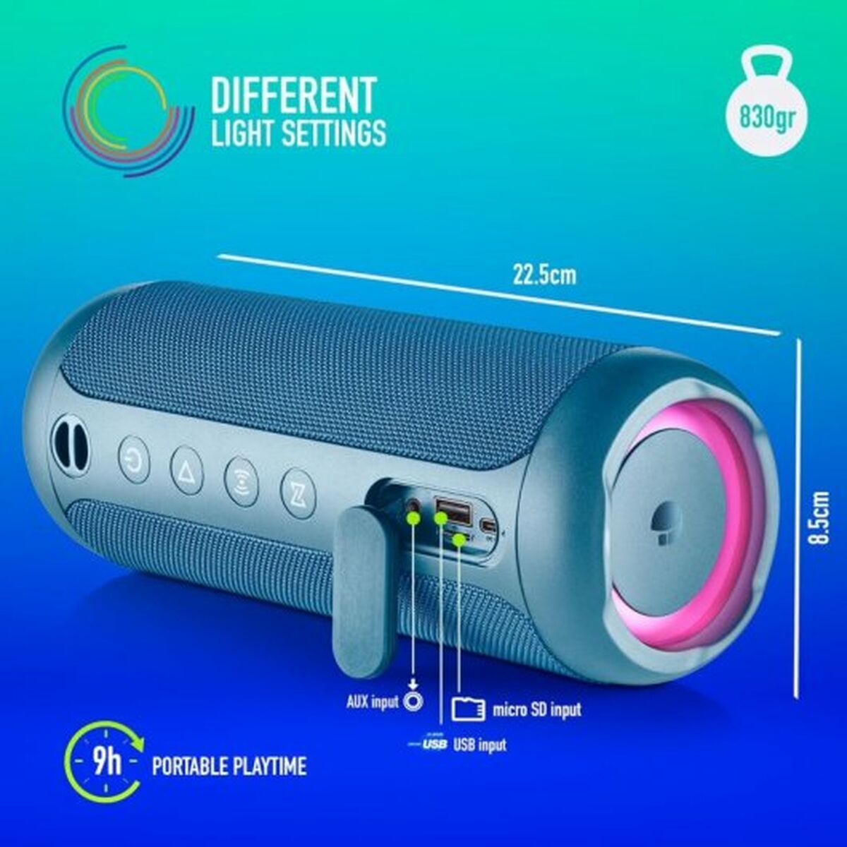 Dankzij de draagbare Bluetooth®-luidsprekers NGS Blauw 60 W