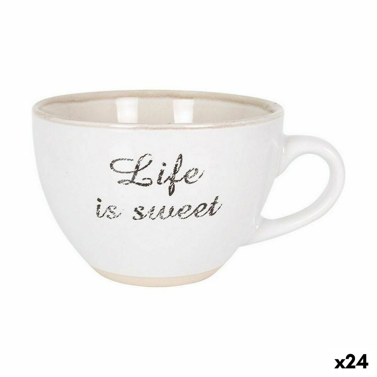 Cup Old letter Ceramic White 425 ml (24 Units)
