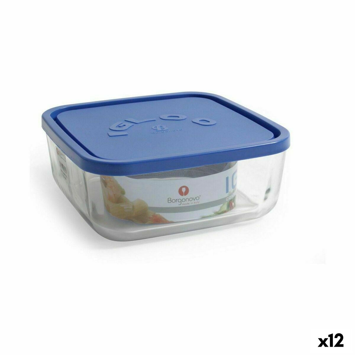 Lunchbox Borgonovo Vierkant Blauw 1,8 L 18,5 x 18,5 x 7,4 cm (12 Stuks)