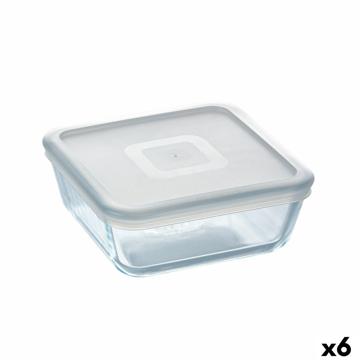Vierkante Lunchtrommel met Deksel Pyrex Cook & Freeze 850 ml 14 x 14 cm Transparant Siliconen Glas (6 Stuks)