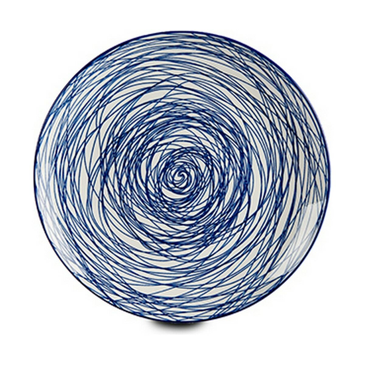 Platt tallrik Strepen Porselein Blauw Wit 6 Stuks (24 x 2,8 x 24 cm)