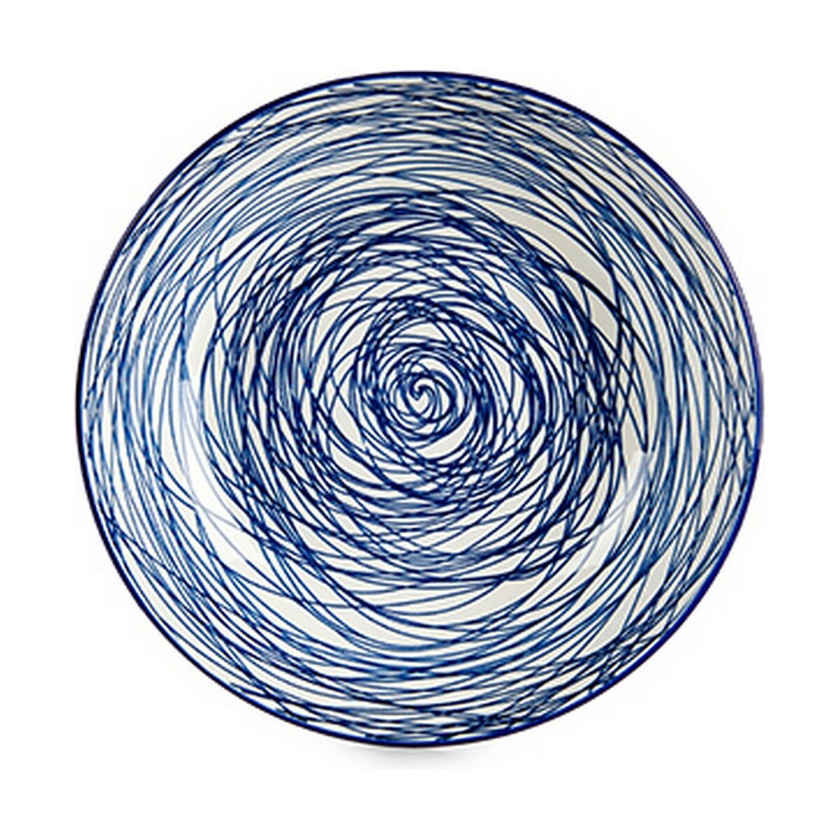 Diep bord Strepen Porselein Blauw Wit 6 Stuks (20 x 4,7 x 20 cm)