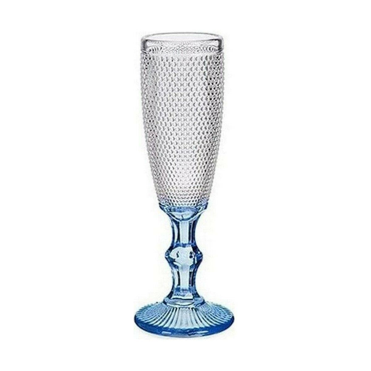 Champagne glass Points Blue Transparent Glass 6 Units (180 ml)
