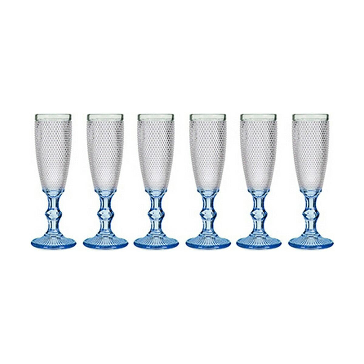 Champagne glass Points Blue Transparent Glass 6 Units (180 ml)