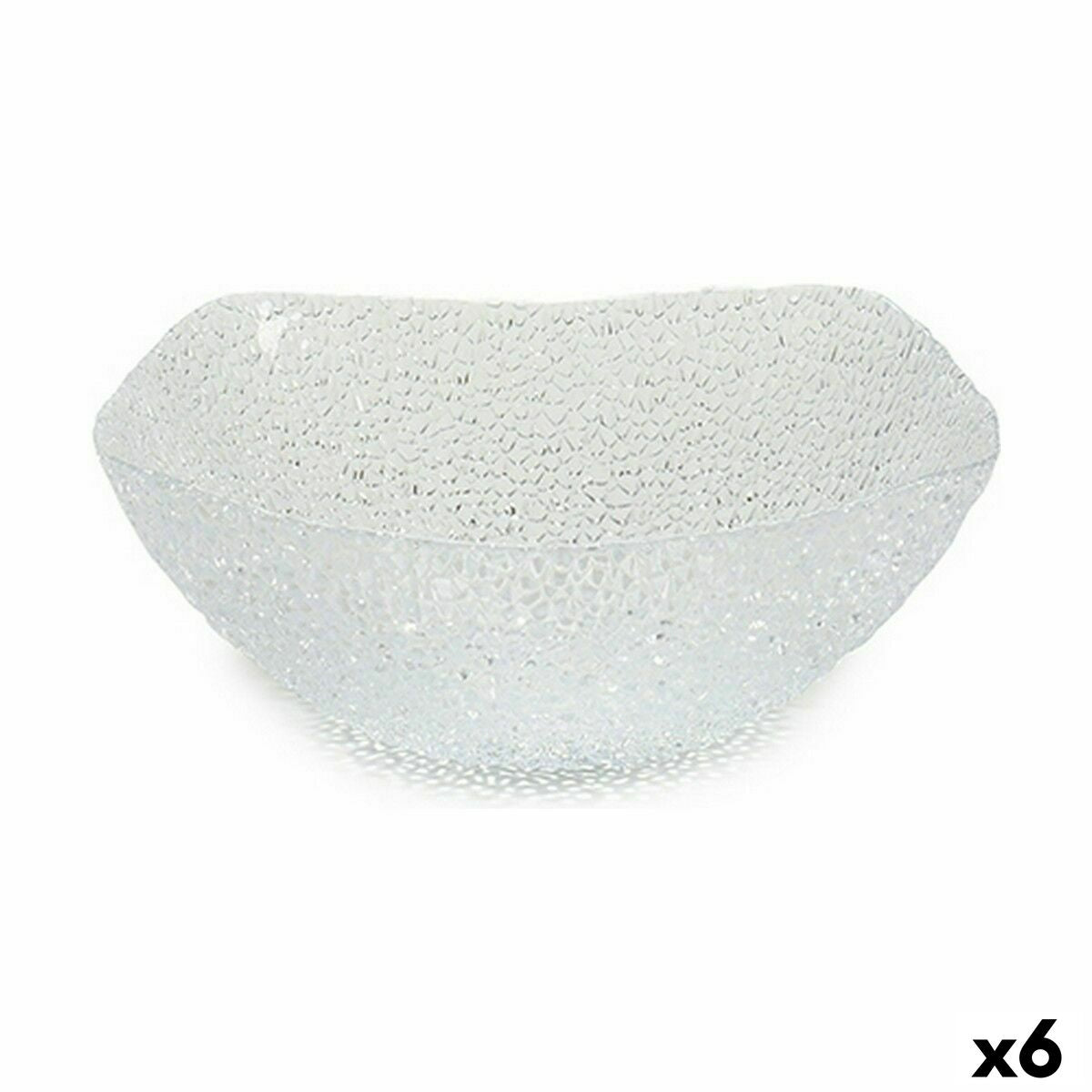 Bowl Glamour Transparent Glass 24,5 x 8,5 x 24,5 cm Squared (6 Units)