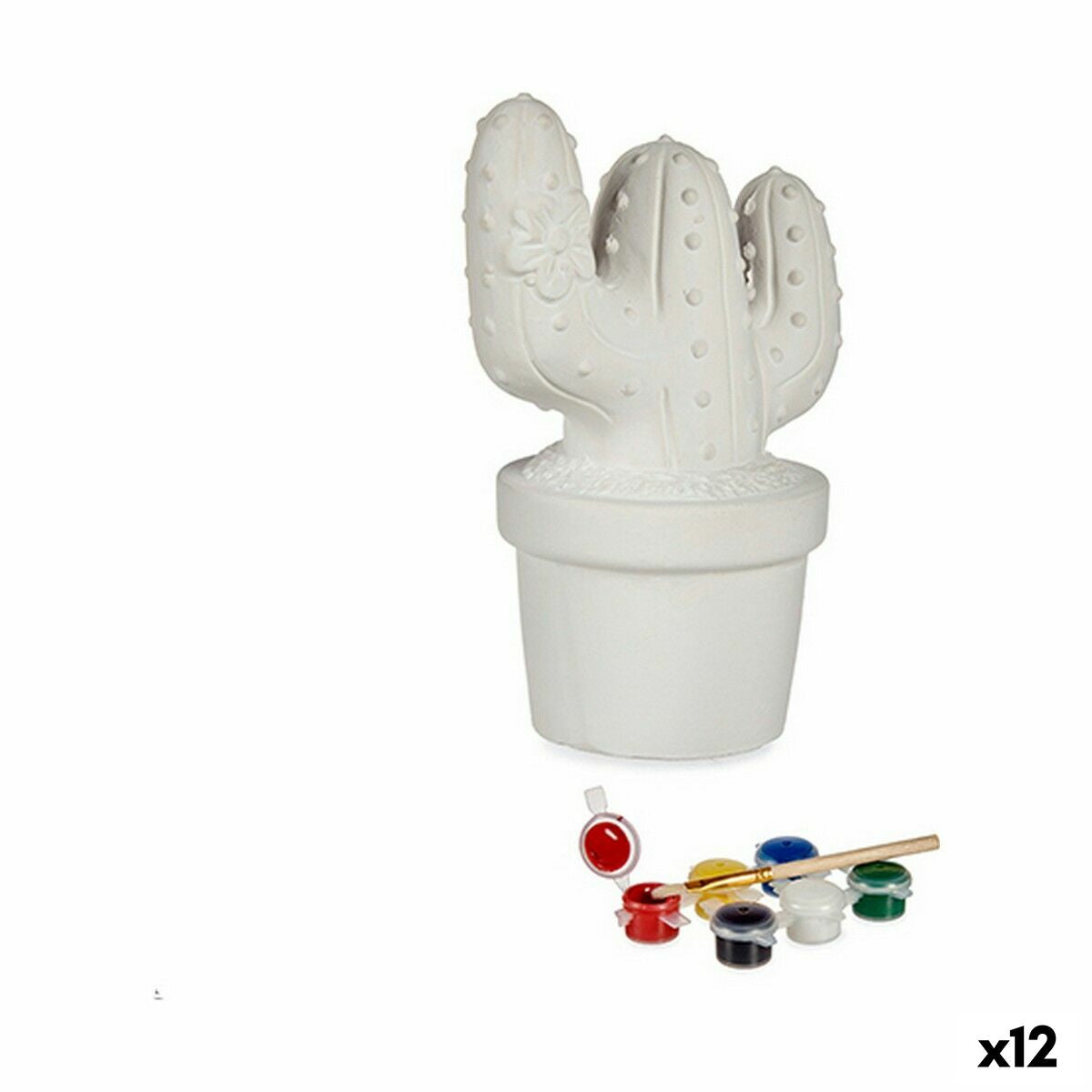 Spaarpot die je kunt verven Cactus 8,5 x 16,5 x 11,5 cm Keramisch (12 Stuks)