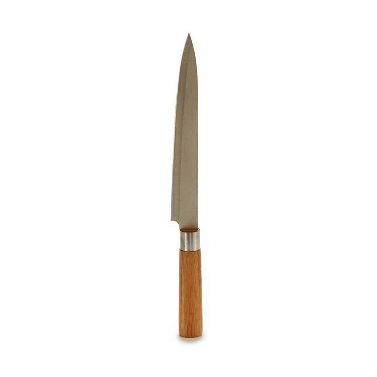 Kitchen Knife 3 x 33,5 x 2,5 cm Silver Brown Stainless steel Bamboo (12 Units)