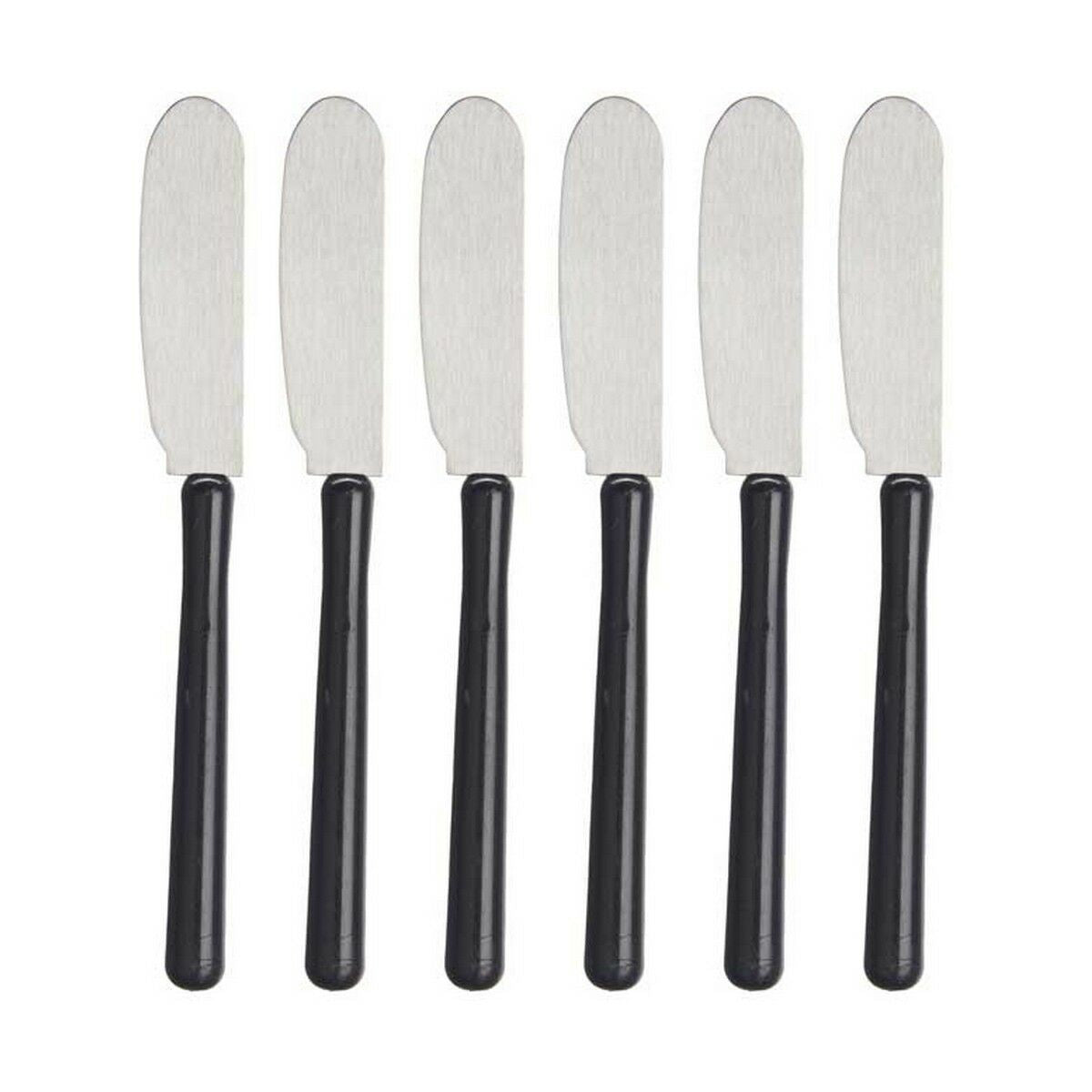Butter Knife Black Silver Stainless steel Plastic Butter Knife (12 Units)