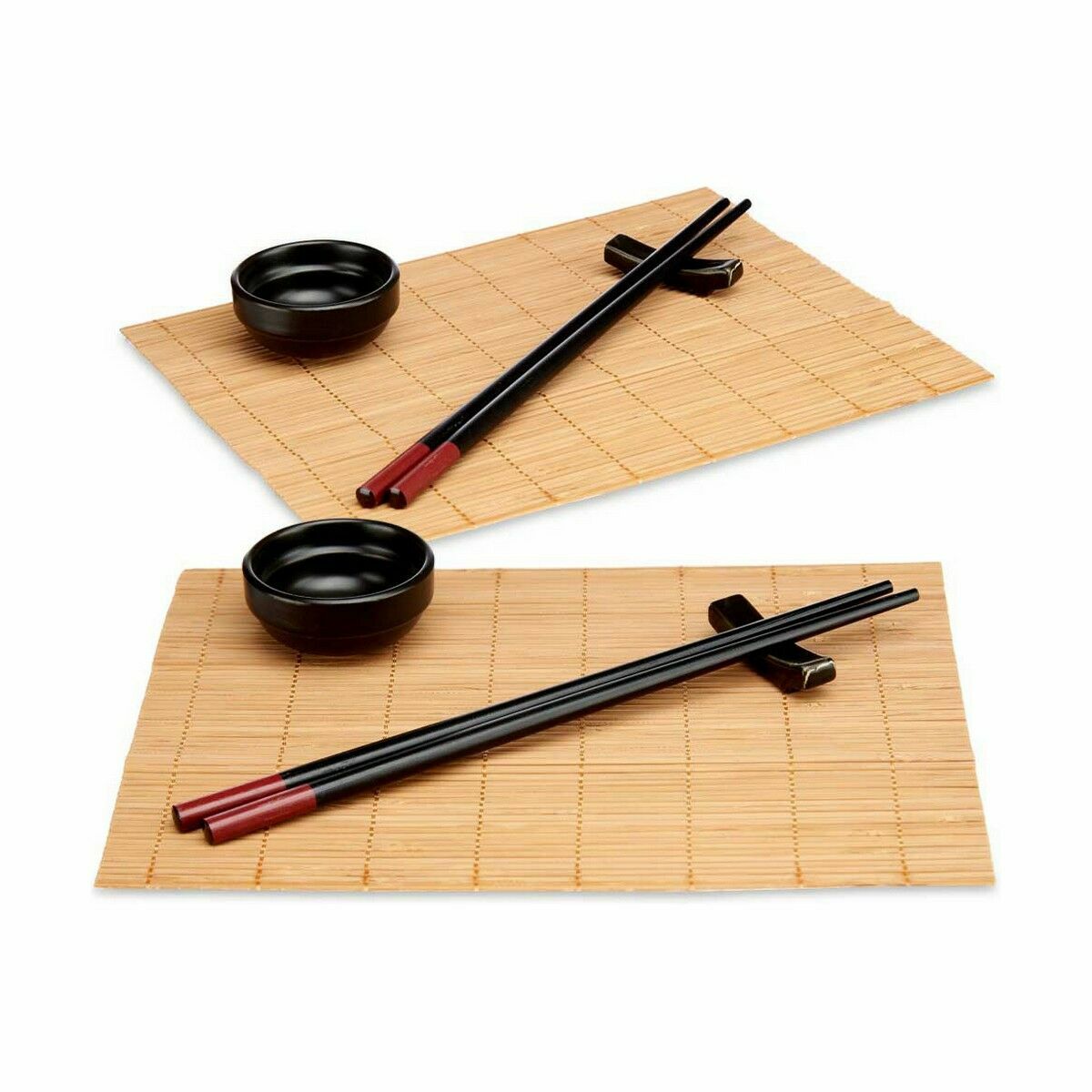 Sushi Set Black Bamboo Stoneware (8 Pieces) (12 Units)