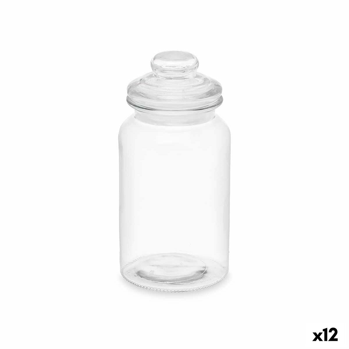 Blik Transparant Glas 1,2 L (12 Stuks) Met deksel