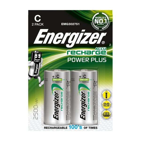 Oplaadbare Batterijen Energizer ENRC2500P2 C HR14 2500 mAh